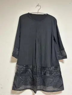 美品　ブラック チュニック 五分袖 透け感