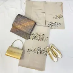 【1572】着物 訪問着 袷 正絹 単品販売♪ 象牙色