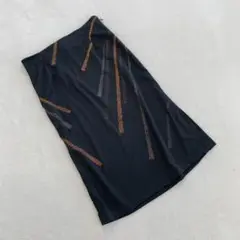 アバハウス デヴィネット タイトスカート 膝丈 刺繍 ブラック