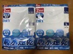 新品メンズ肌着 半袖 丸首 Lサイズ 2枚セットx2組 吸水速乾鹿の子DRY