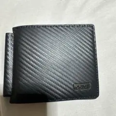 Okachiブラックカーボンファイバー二つ折り財布薄型