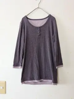 UNIQLO 紫色 7分袖 Tシャツ Lサイズ