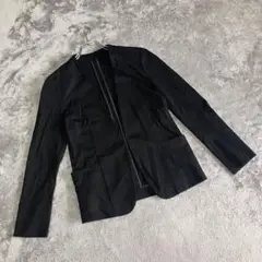【ユナイテッドアローズ】（S）ノーカラージャケット フック フォーマル 黒