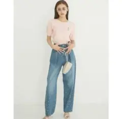 LILY BROWN CANDY STOCK パールビジューデニムパンツ
