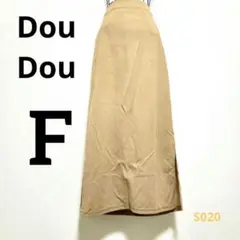 Dou Dou ベージュ フレア ロングスカート ウエストゴム F
