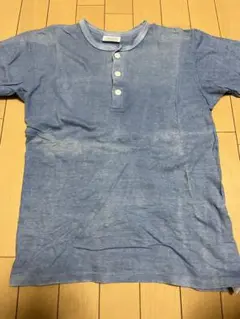 entry sgトゥモローランド別注ヘンリーTシャツ　インディゴ染め古着　日本製