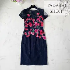 美品✨TADASHI SHOJI ワンピースドレス 総レース 刺繍 フラワー 2