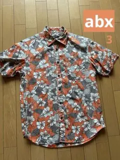 abx 花柄 半袖シャツ オレンジ