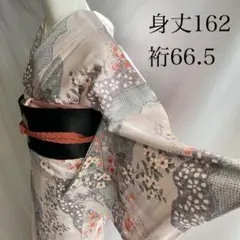 袷 花柄 道長 金彩 着物 きもの 10d1 和装 kimono 着付け練習