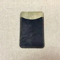 ♪ハンドメイド♪栃木レザーシンプル１枚パスケース、ダークネイビー