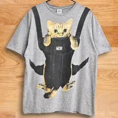 00s　子猫　ねこ　ネコ　抱っこ紐　アニマル Tシャツ　グレー　XL