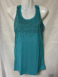[新品]ターコイズビーズ装飾タンクトップ