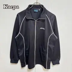 ●Kaepa ジャージ上（M）刺繍ロゴ　黒　ラグラン袖