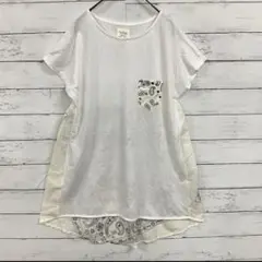 In Field ペイズリー切替Tシャツ ゆるだぼ F 体型カバー 白黒 夏服