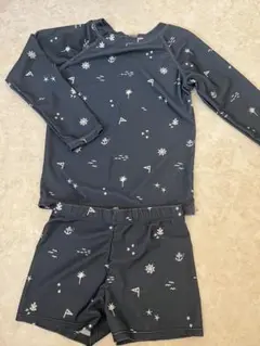 男の子水着セット 深めのくすみブルー　海洋モチーフ