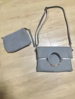 グレー リングデザイン クラッチバッグ セット A4サイズ