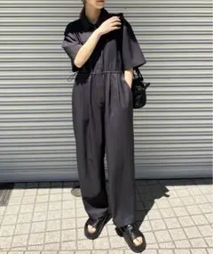 KBF コクーンWIDEジャンプスーツ　チャコールグレー