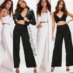日本未発売　missguided ワイドレッグパンツ　ブラック　ワイドパンツ　黒