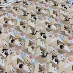 1㍍長箱猫ちゃんの綿プリント生地ハギレ布