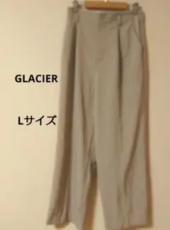 GLACIER ベージュ ワイドレッグスラックス ウエストゴムあり Lサイズ