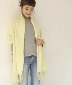 スピックアンドスパン カシミヤストール ライトイエロー