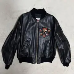 KARL HELMET【L】本革 レザージャケット ブルゾン 切替 ウール 黒 KARL HELMET【L】本革 レザージャケット ブルゾン 切替 ウール 黒