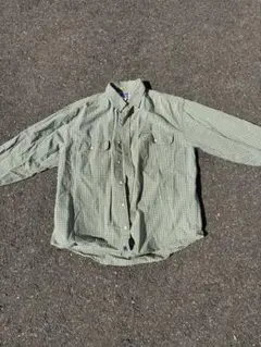 古着　North Coast チェック柄長袖シャツ　グリーン