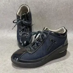 廃盤品【アシックス 旅日和】スニーカー デニム エナメル 24.5cm