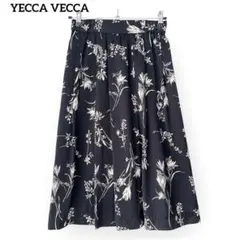 美品◆YECCA VECCA 花柄フレアロングスカート【F】プリーツ ギャザー
