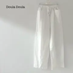Doula Doula カジュアルタックパンツ　ウエストゴム　シンプル　ラフ　白