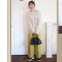 しまむら　おみさん　laumeomi ワイドパンツ　淡緑　M