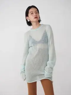 mediam / Shear Mohair Tops Aqua Knit