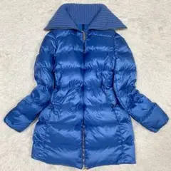 極美品✨モンクレール ラバーナム ロングダウンコート ハイネック カシミヤ混 青