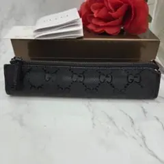 【未使用に近い】 GUCCI ペンケース 筆箱 GG インプリメ ブラック 黒