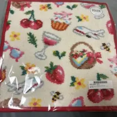 新作 [FEILER×JALショッピング]ピクニックガーデン柄ハンカチ レッド