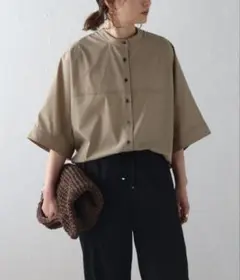クールタッチ前後2WAYノーカラードルマンシャツ