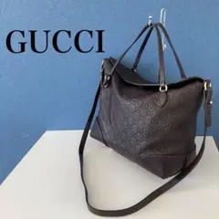 グッチ GG シマ オールレザー ブリー 2way ショルダーバッグ