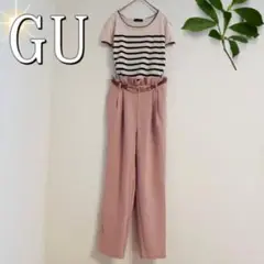 GU ウエストギャザープルオンスラックス（M）ピンク