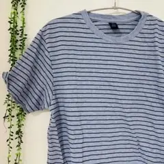 【美品】メンズ ギャップ S ボーダー 半袖Tシャツ ブルー 伸縮性有り 春夏