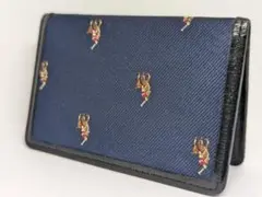 【美品】ポロラルフローレン パスケース カードケース 刺繍柄 ネイビー