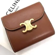 最終値下げ 美品 CELINE トリオンフ レザー 折り財布 セリーヌ 鑑定済み