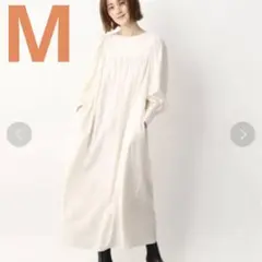 【 アパートバイ 】 ギャザー ロング ワンピース オフホワイト ポケット