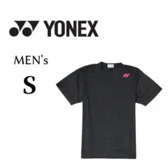 メンズSサイズ YONEX ヨネックス 半袖プラクティスシャツ 黒色×pink