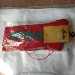 stüssy 赤色 ロゴソックス サイズ8-13