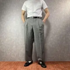 90s vintage グレンチェックウールツータックスラックストラウザーズ