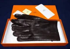 新品同様 エルメス ラムレザーグローブ 茶 8 1/2