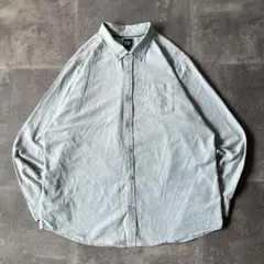 00s OLD GAP BDシャツ XXL 無地 ライトグリーン A352
