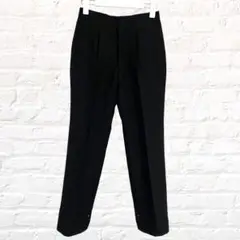 スラックス センタープレス フロントタッグ ビジネスパンツ 裾ボタン オフィス