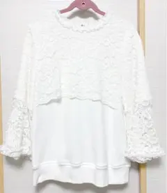 新品未使用✨アドニシス✨豪華レース×スウェット✨上品トップス(*^^*)