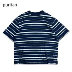 Puritan マルチ ボーダー Tシャツ 半袖 ネイビー 90s 00s XL